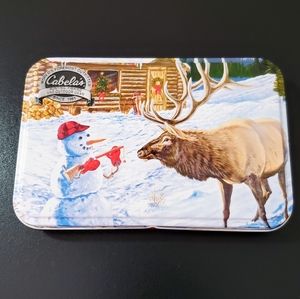 Cabela's Holiday Reindeer Snowman Winter Gift Card Holder Tin